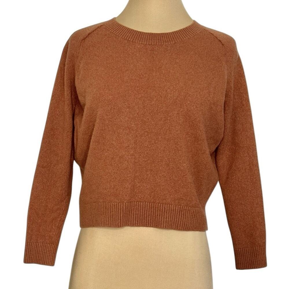VINCE Cashmere Burnt Orange Crew Neck Cropped Luxuriously Soft Luxe Size XS - Picture 3 of 9